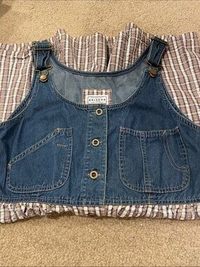 EUC Arizona Jean Co Dark Blue Denim Pinafore dress w Front Pockets, size 11